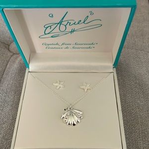 Disney parks Princess Little Mermaid necklace & earrings set Swarovski crystals